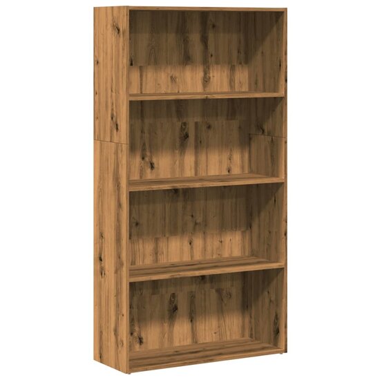 Boekenkast 80x30x152 cm bewerkt hout artisanaal eikenkleurig