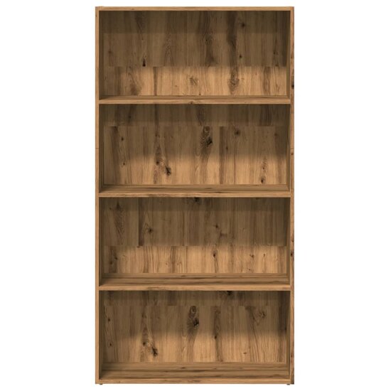 Boekenkast 80x30x152 cm bewerkt hout artisanaal eikenkleurig