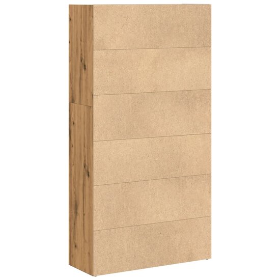 Boekenkast 80x30x152 cm bewerkt hout artisanaal eikenkleurig