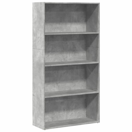 Boekenkast 80x30x152 cm bewerkt hout betongrijs