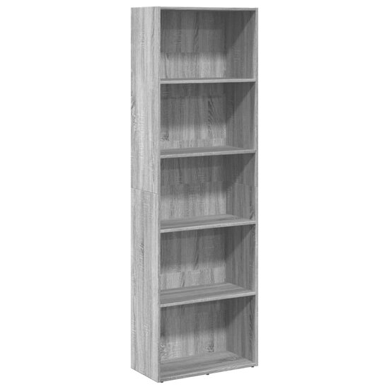 Boekenkast 60x30x189 cm bewerkt hout grijs sonoma eikenkleurig