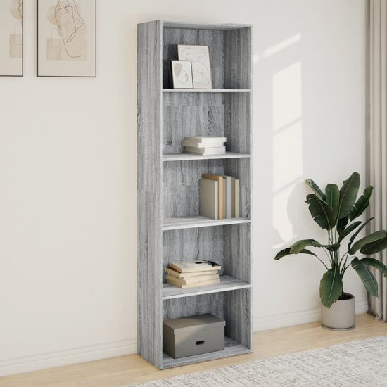 Boekenkast 60x30x189 cm bewerkt hout grijs sonoma eikenkleurig