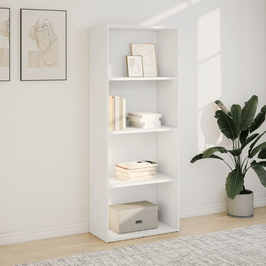 Boekenkast 60x30x152 cm bewerkt hout wit