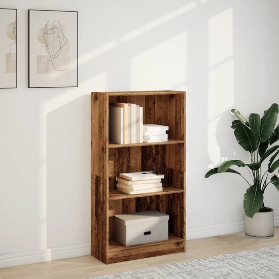 Boekenkast 60x24x109 cm bewerkt hout oud houtkleurig