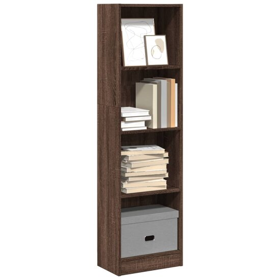 Boekenkast 40x24x143 cm bewerkt hout bruin eikenkleurig