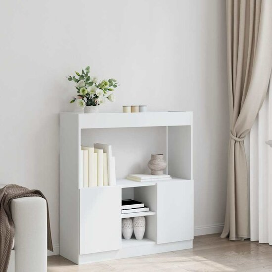 Hoge Kast 92X33X Bewerkt Hout Wit 92 cm 100 cm