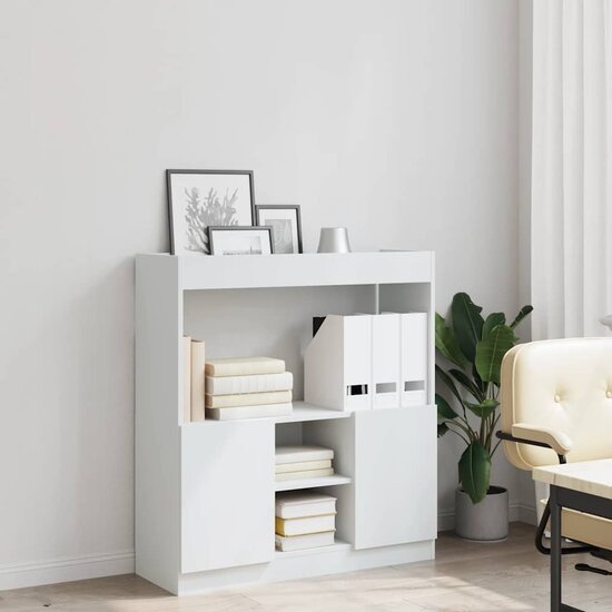 Hoge Kast 92X33X Bewerkt Hout Wit 92 cm 100 cm