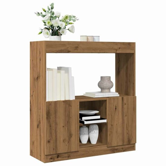 Hoge Kast 92X33X Bewerkt Hout Artisanaal Kleur Eiken 92 cm 100 cm
