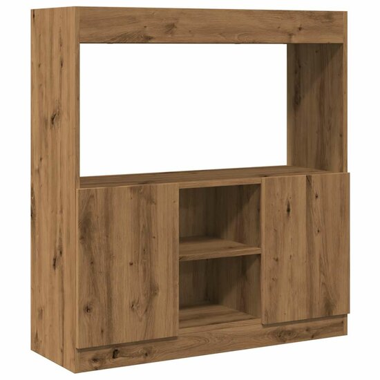 Hoge Kast 92X33X Bewerkt Hout Artisanaal Kleur Eiken 92 cm 100 cm
