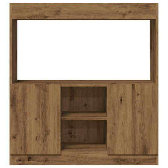 Hoge Kast 92X33X Bewerkt Hout Artisanaal Kleur Eiken 92 cm 100 cm
