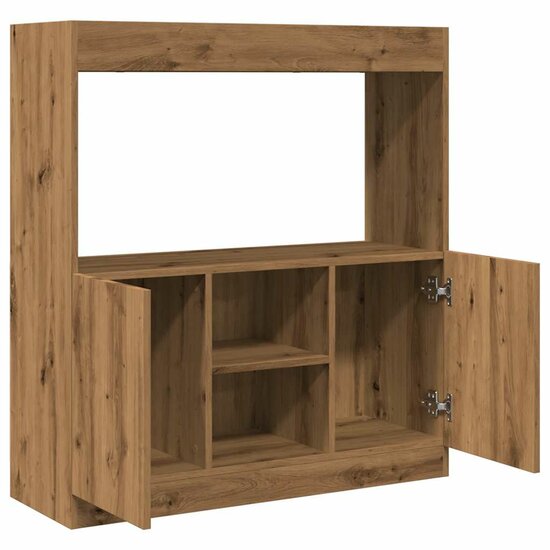 Hoge Kast 92X33X Bewerkt Hout Artisanaal Kleur Eiken 92 cm 100 cm