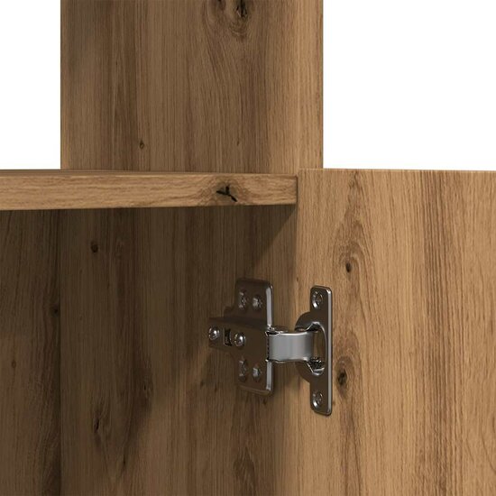 Hoge Kast 92X33X Bewerkt Hout Artisanaal Kleur Eiken 92 cm 100 cm