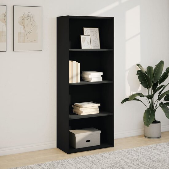 Boekenkast 60X30X Bewerkt Hout Zwart 60 cm 152 cm