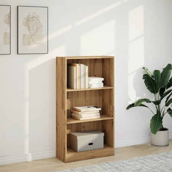 Boekenkast 60X24X Bewerkt Hout Artisanaal Kleurig Eiken 60 cm 109 cm