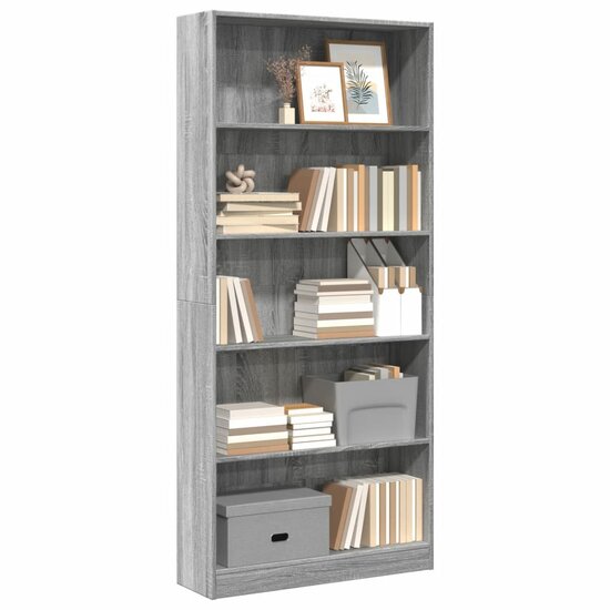 Boekenkast 80X24X Bewerkt Hout Eikenkleurig Grijs Sonoma 80 cm 176 cm