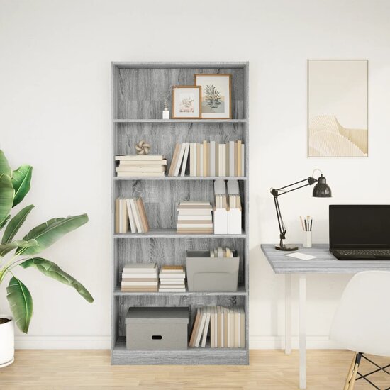 Boekenkast 80X24X Bewerkt Hout Eikenkleurig Grijs Sonoma 80 cm 176 cm
