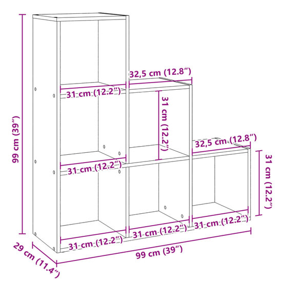 Kamerscherm / Boekenkast 3-Laags 99X29X Hout 99 cm Betongrijs