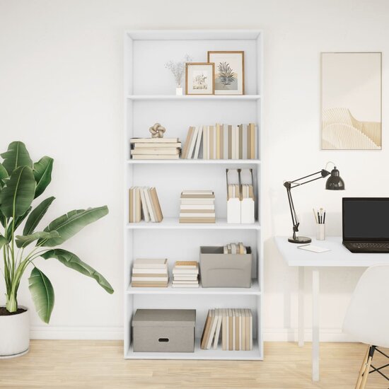 Boekenkast 80X30X Bewerkt Hout Wit 80 cm 189 cm
