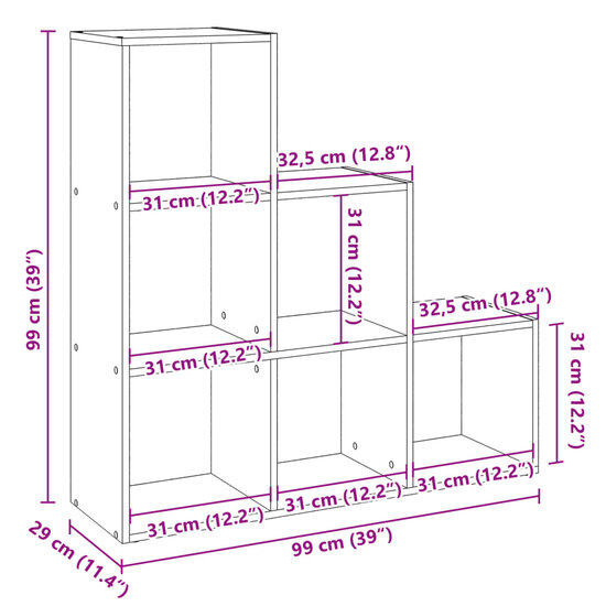 Kamerscherm / Boekenkast 3-Laags 99X29X Hout 99 cm Grijs sonoma