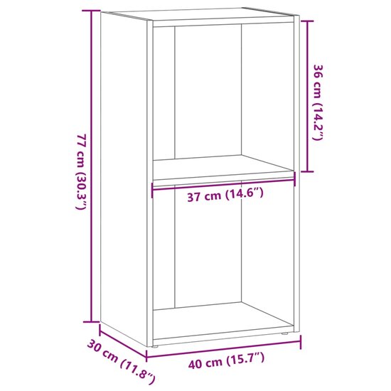 Boekenkast 40X30X Bewerkt Hout Eikenkleurig Grijs Sonoma 40 cm 77 cm
