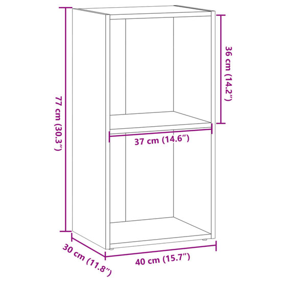 Boekenkast 40X30X Bewerkt Hout Ig Bruin Eikenkleur 40 cm 77 cm