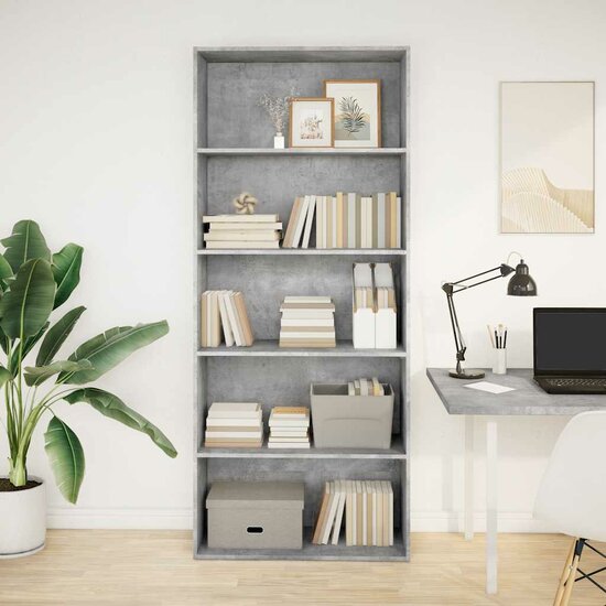 Boekenkast 80X30X Bewerkt Hout Betongrijs 80 cm 189 cm