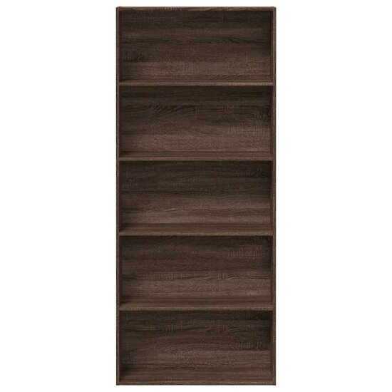 Boekenkast 80x30x189 cm bewerkt hout bruin eikenkleur