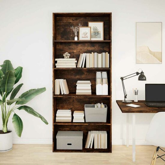 Boekenkast 80X30X Bewerkt Hout Kleurig Gerookt Eiken 80 cm 189 cm