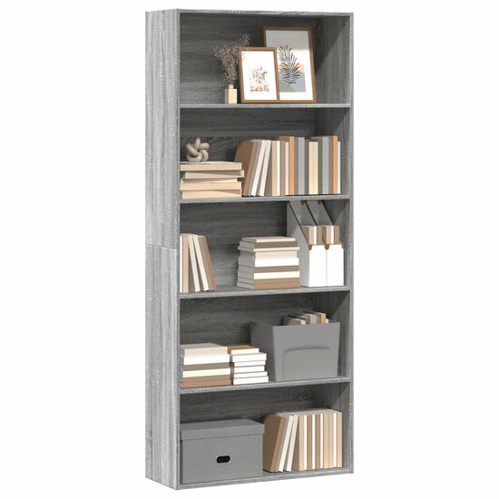Boekenkast 80X30X Bewerkt Hout Eikenkleurig Grijs Sonoma 80 cm 189 cm