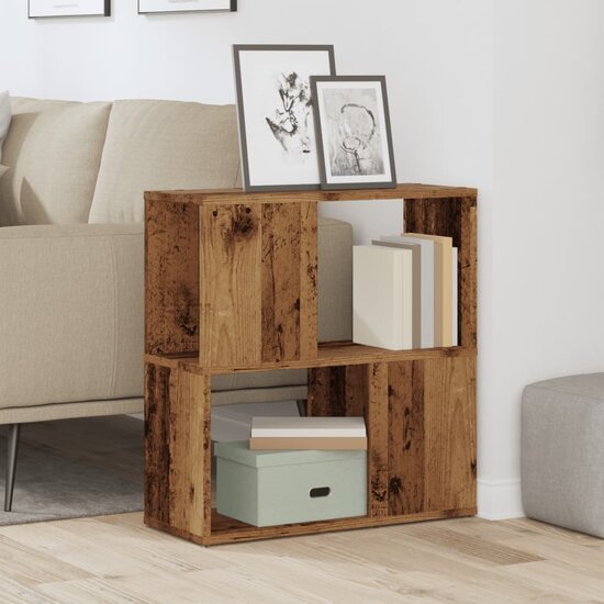 Boekenkast 60X24X63 Cm Bewerkt Hout Kleurig Oud hout