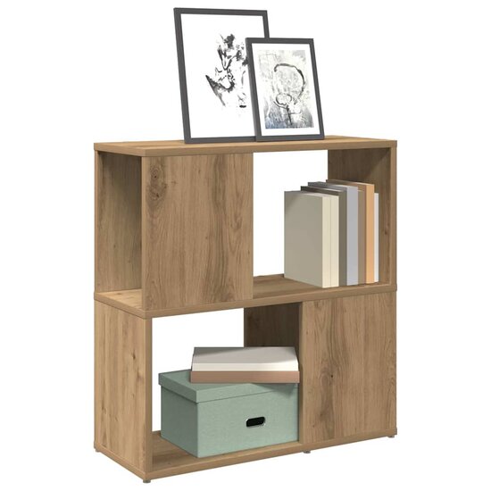 Boekenkast 60X24X63 Cm Bewerkt Hout Artisanaal Eikenkleur 60 x 24 x 63 cm