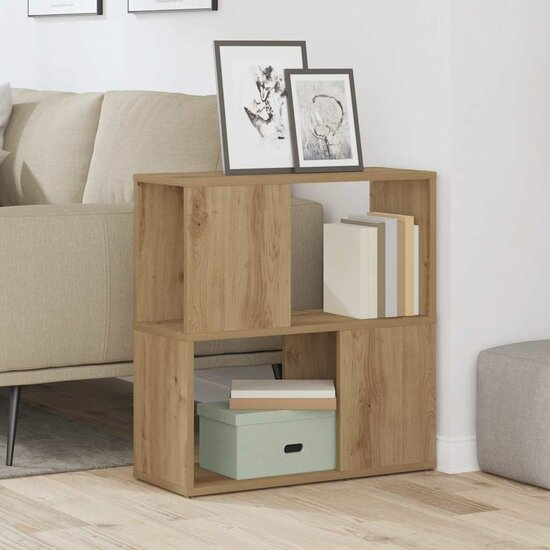 Boekenkast 60X24X63 Cm Bewerkt Hout Artisanaal Eikenkleur 60 x 24 x 63 cm