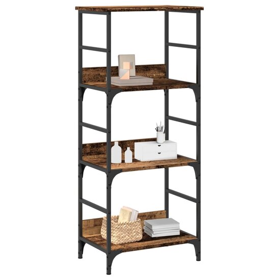 Boekenkast 50X33X117,5 Cm Bewerkt Hout Kleurig 117.5 cm Oud hout