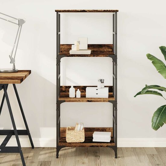 Boekenkast 50X33X117,5 Cm Bewerkt Hout Kleurig 117.5 cm Oud hout