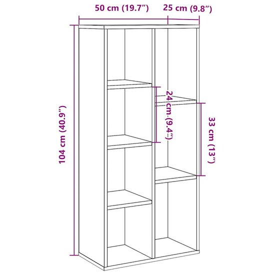Boekenkast 50X25X104 Cm Artisanaal Eikenkleur artisanaal eikenkleurig