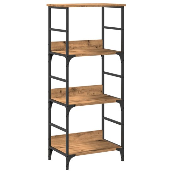 Boekenkast 50X33X117,5 Cm Bewerkt Hout Artisanaal Eikenkleur 117.5 cm artisanaal eikenkleurig