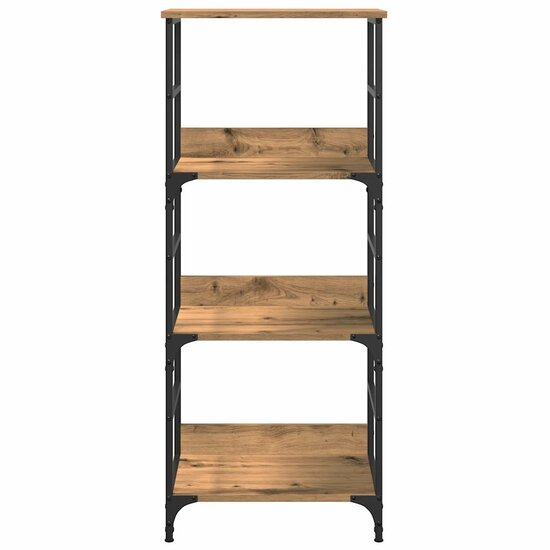 Boekenkast 50X33X117,5 Cm Bewerkt Hout Artisanaal Eikenkleur 117.5 cm artisanaal eikenkleurig