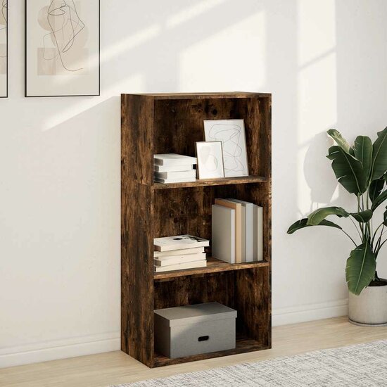 Boekenkast 60x30x114 cm bewerkt hout gerookt eikenkleurig