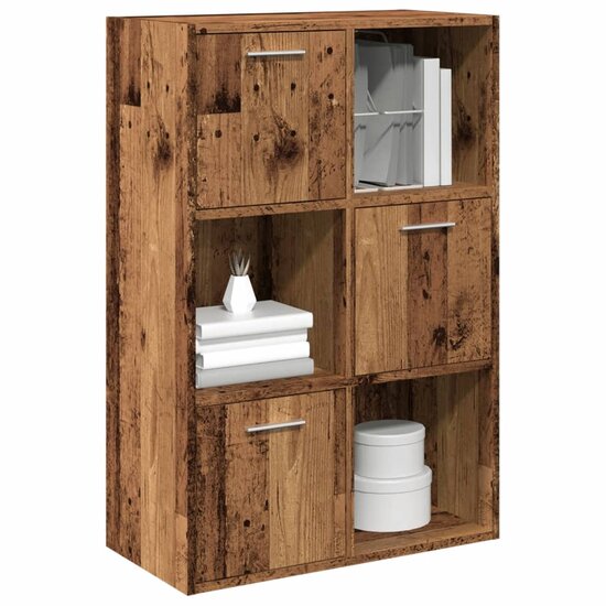 Boekenkast 60,5X30X90 Cm Bewerkt Hout Kleurig Oud hout