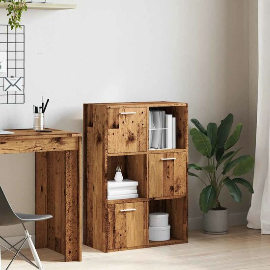 Boekenkast 60,5X30X90 Cm Bewerkt Hout Kleurig Oud hout