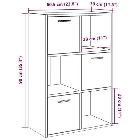 Boekenkast 60,5X30X90 Cm Bewerkt Hout Kleurig Oud hout