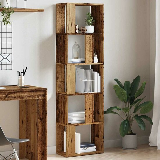 Boekenkast 45X24X159 Cm Bewerkt Hout Kleurig Oud hout