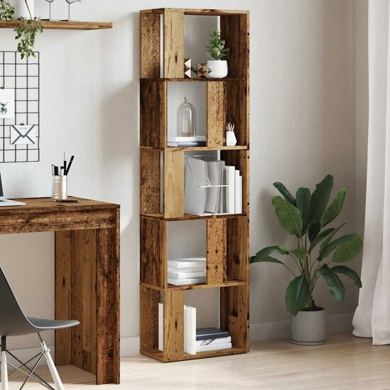 Boekenkast 45X24X159 Cm Bewerkt Hout Kleurig Oud hout