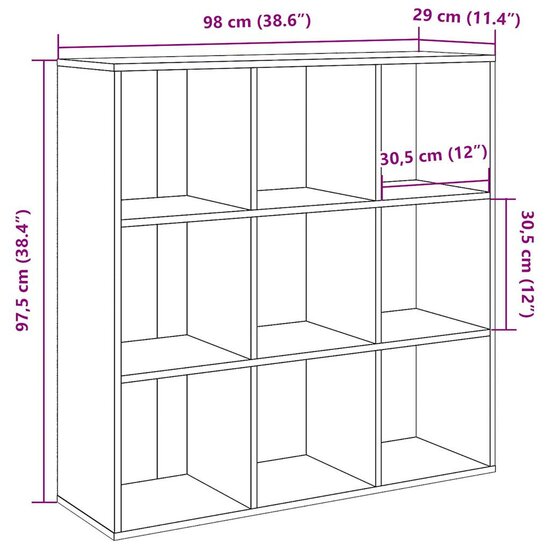 Boekenkast 98X29X97,5 Cm Kleurig Oud hout