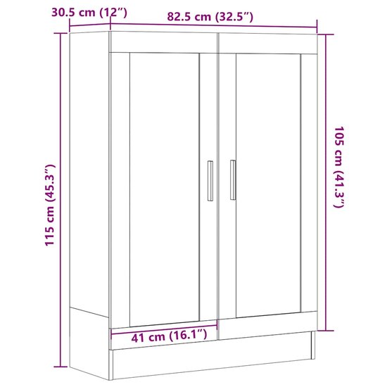 Boekenkast 82,5X30,5X Bewerkt Hout Artisanaal Eikenkleur 115 cm artisanaal eikenkleurig