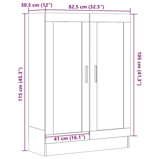 Boekenkast 82,5X30,5X Bewerkt Hout Kleurig 115 cm Oud hout