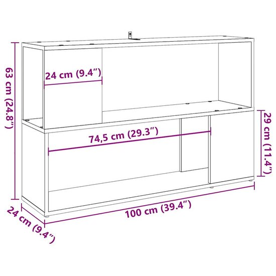 Boekenkast 100X24X63 Cm Bewerkt Hout Kleurig Oud hout