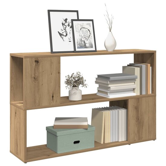 Boekenkast 100X24X63 Cm Bewerkt Hout Artisanaal Eikenkleur 100 x 24 x 63 cm