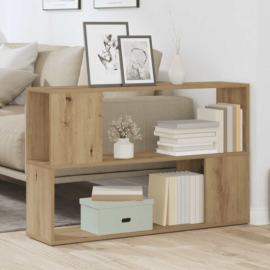 Boekenkast 100X24X63 Cm Bewerkt Hout Artisanaal Eikenkleur 100 x 24 x 63 cm