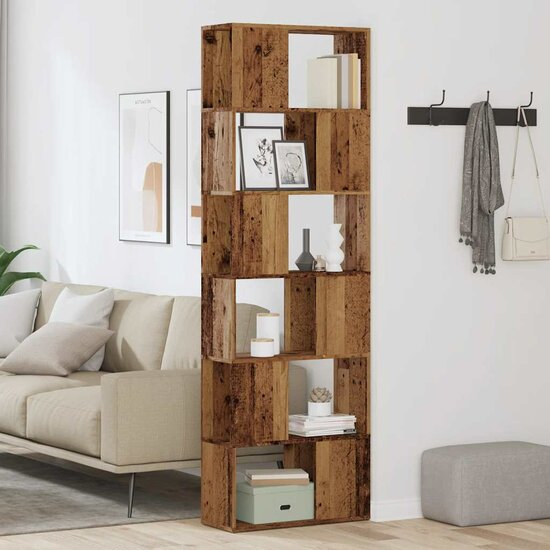 Boekenkast/Kamerscherm 60X24X186 Cm Kleurig Oud hout